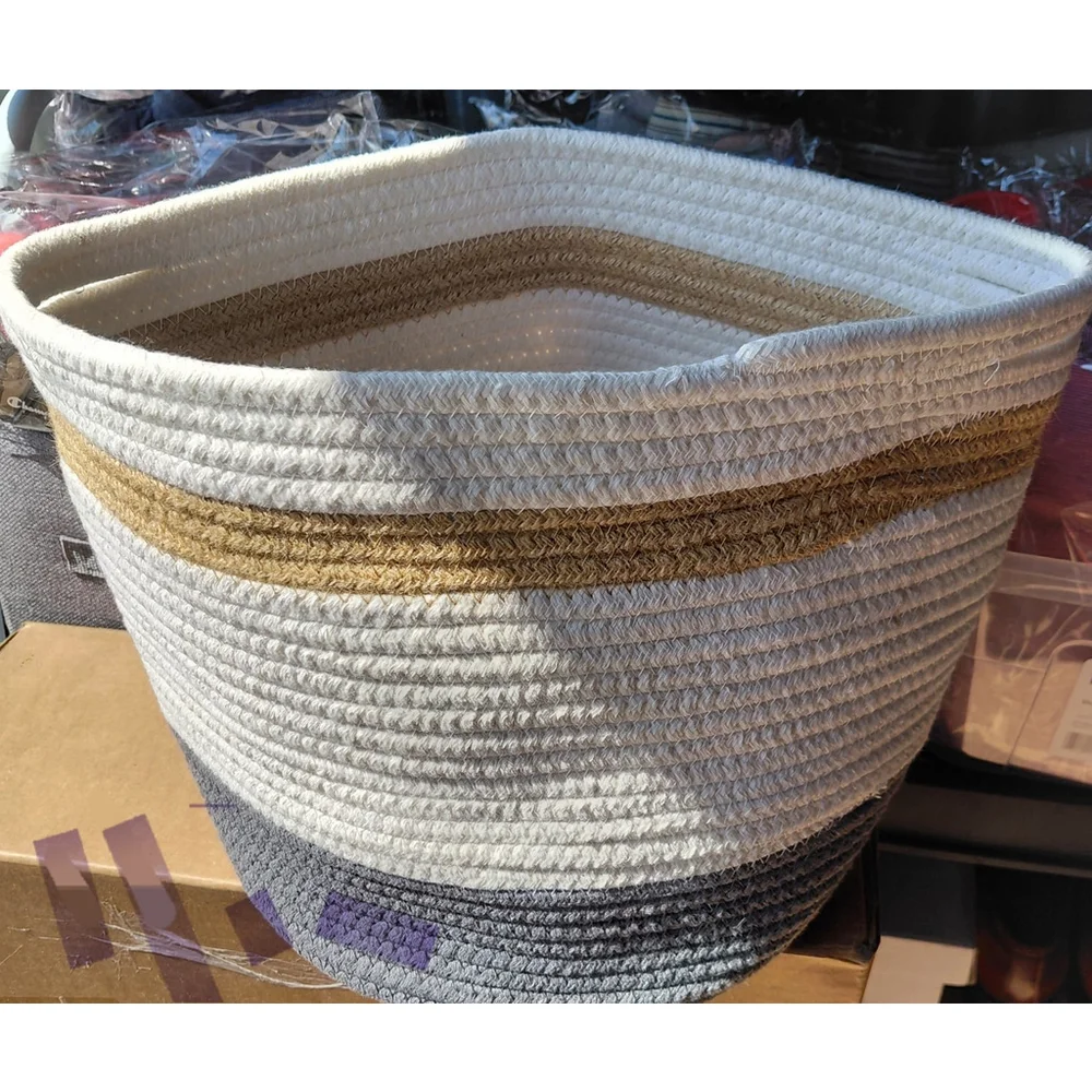 11in. Coiled Basket Neutral Colors Organize Storage Home Decor New